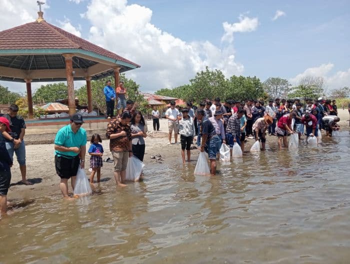 seminari_menengah_kristus_sacerdos_siantar_tabur_5000_ekor_bibit_ikan_mas_di_danau_toba