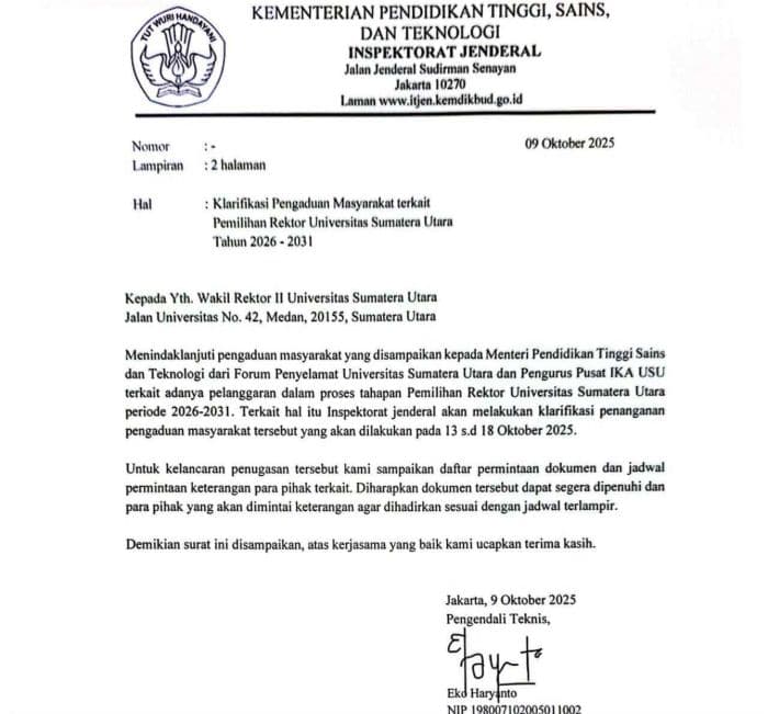 kemendikti_saintek_jadwalkan_klarifikasi_dugaan_pelanggaran_pemilihan_rektor_usu_periode_20262031