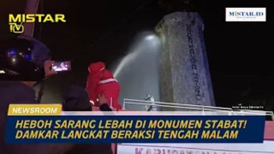 newsroom_heboh_sarang_lebah_di_monumen_stabat_damkar_langkat_beraksi_tengah_malam