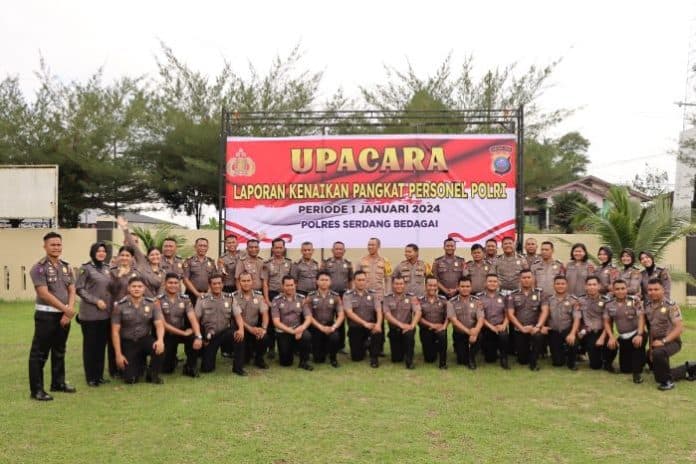 38_personel_polres_sergai_naik_pangkat_ini_pesan_kapolres