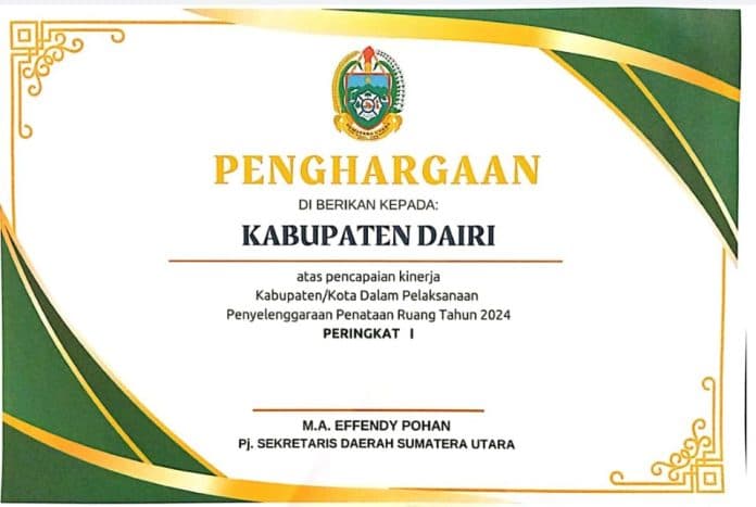 dairi_raih_juara_1_penyelenggaraan_tata_ruang_2024