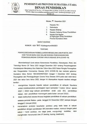 disdik_pemprovsu_pertegas_larangan_libur_nataru_meski_ppkm_level_3_batal