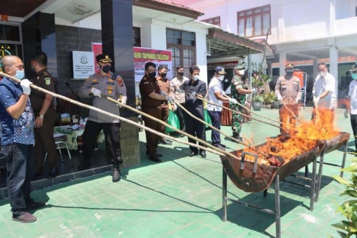 kejari_tapsel_musnahkan_barang_bukti_sabu_dan_ganja
