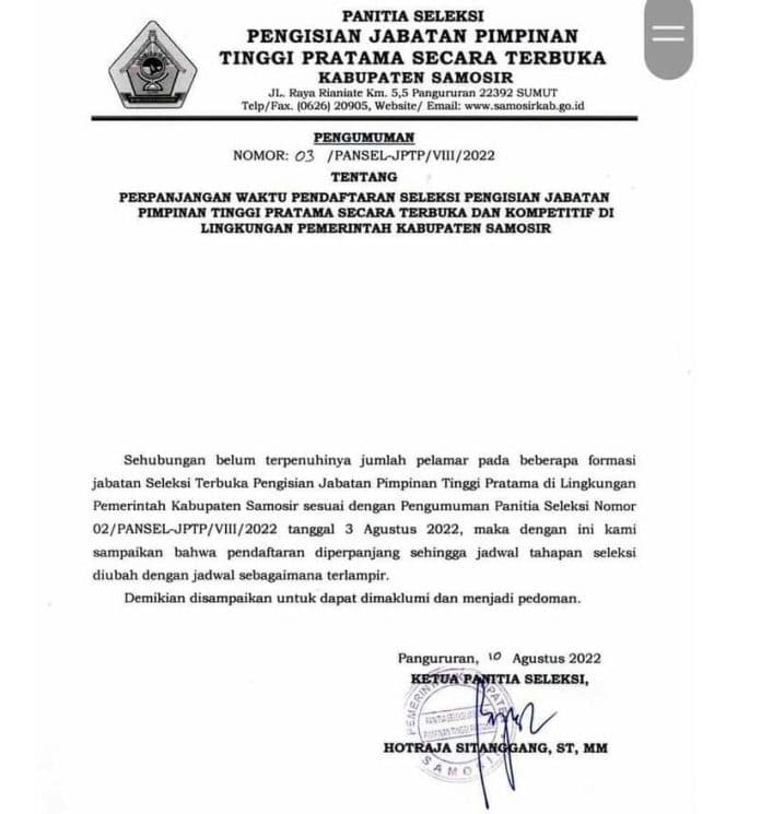 pemkab_samosir_perpanjang_pendaftaran_seleksi_pengisian_jabatan_pimpinan_tinggi_pratama