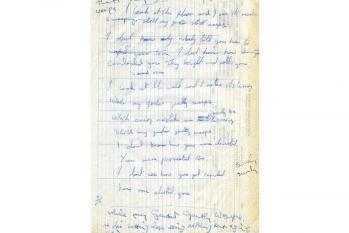 tulisan_tangan_lirik_lagu_the_beatles_dilelang